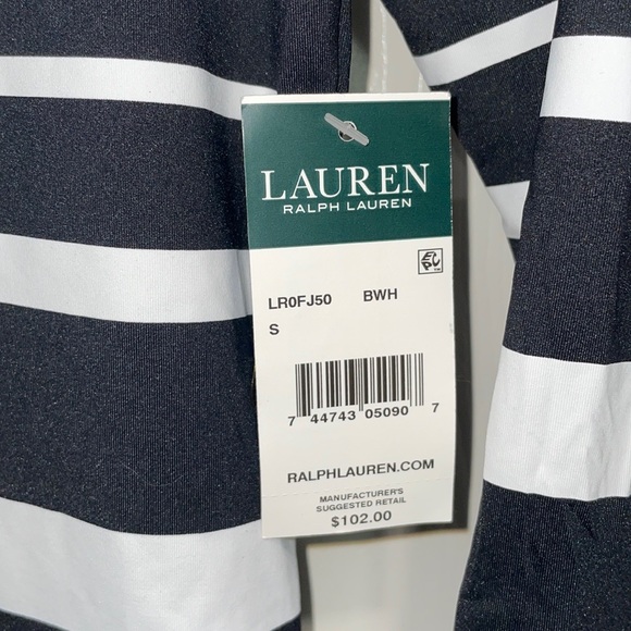 Lauren Ralph Lauren Gradient Stripe Long Sleeve Rashguard 2 Piece Swimsuit - Picture 12 of 16